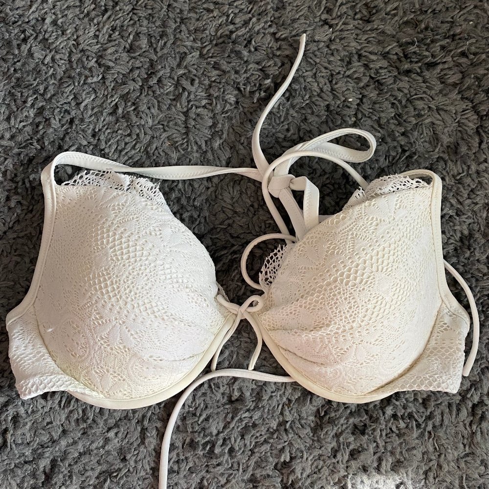 White Lace Victoria's Secret Underwire Bikini Top
